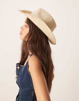 My Accessories - Cowboy-Strohhut in Beige mit Muschelbesatz-Neutral