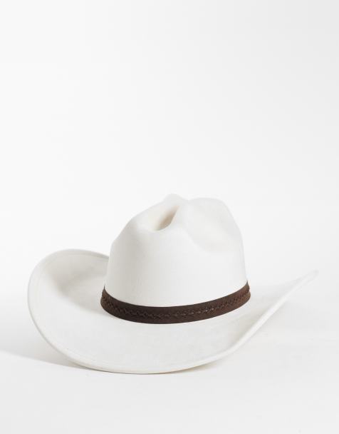 My Accessories - Cowboyhoed met bruine rand van imitatiesuède in crème - view 1