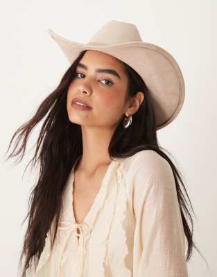 My Accessories - Cowboyhut aus Wildlederimitat in dunklem Beige-Neutral