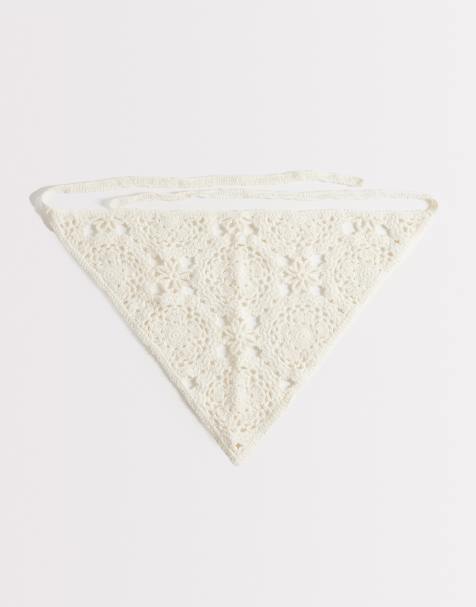 My Accessories - Cremehvid hæklet bandana - view 1