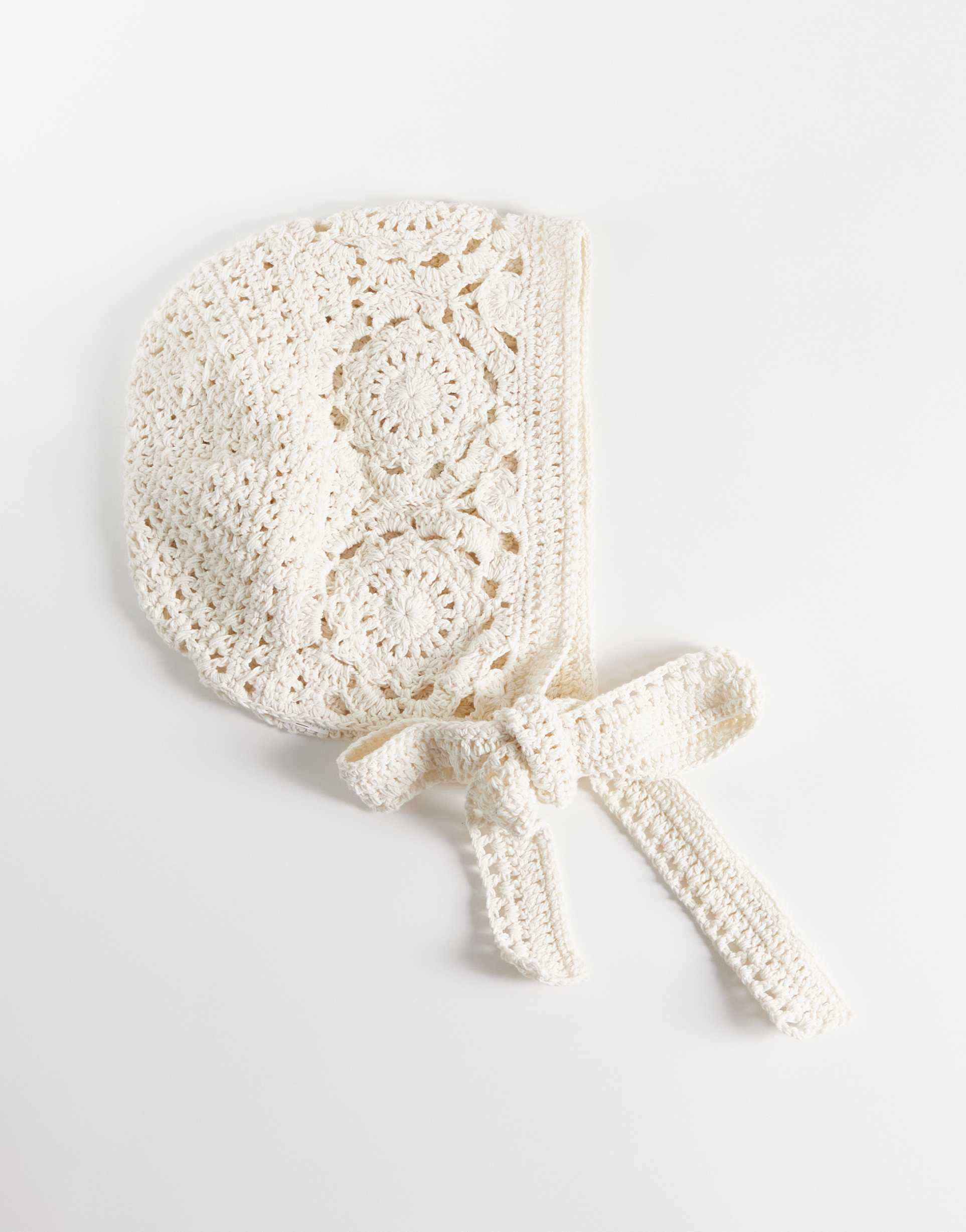 my accessories crochet bonnet hat in cream