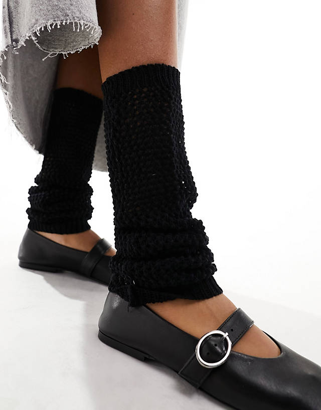 My Accessories - crochet knit leg warmers in black