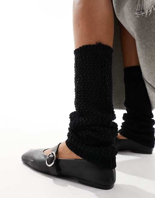 Weekday knitted leg warmers in black