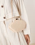 [My Accessories] My Accessories crochet shell clutch bag with crossbody chain strap in off white No Size WHITE