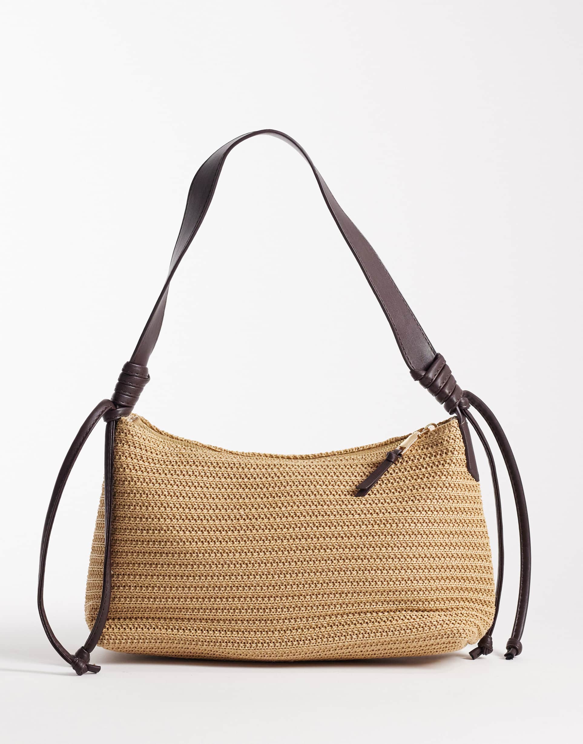 my accessories crochet shoulder bag in natural brown