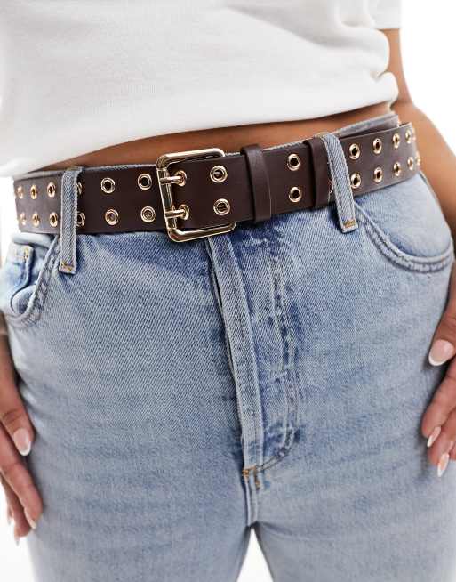My Accessories Curve - Brunt bælte i PU med huller