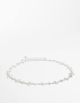 My Accessories Curve Chain Belt With Crosses In Metallic