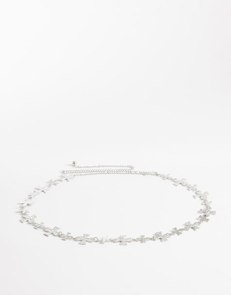 My Accessories curve chain belt with crosses in silver - view 1