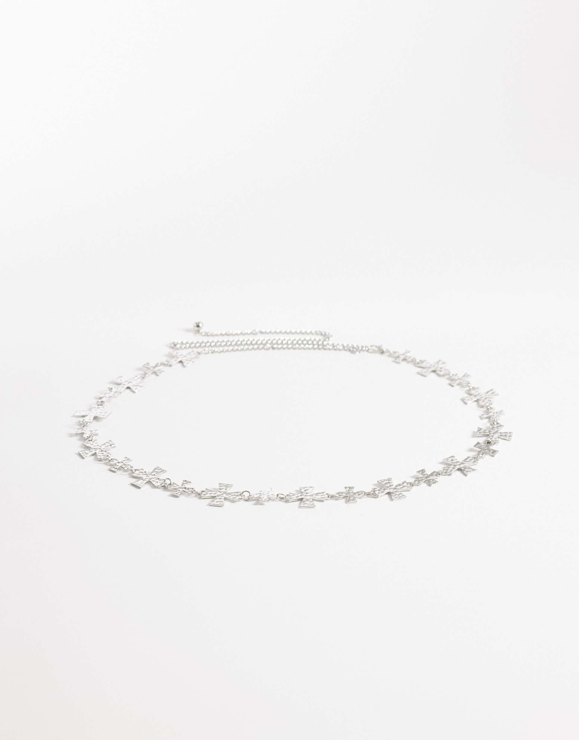 my accessories curve chain belt with crosses in silver