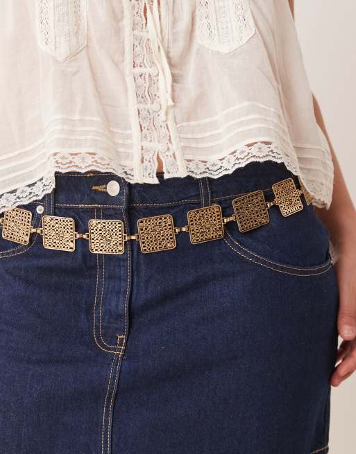 My Accessories Curve - Cintura con catenina stile vintage color oro
