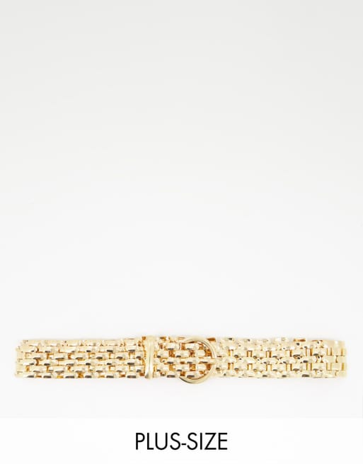 My Accessories Curve - Cintura spessa a catena color oro