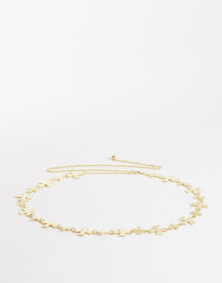 My Accessories Curve - Kettengürtel in Goldoptik mit Kreuzanhängern-Goldfarben