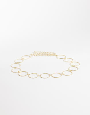 My Accessories Curve Large Ring Chain Belt In Gold