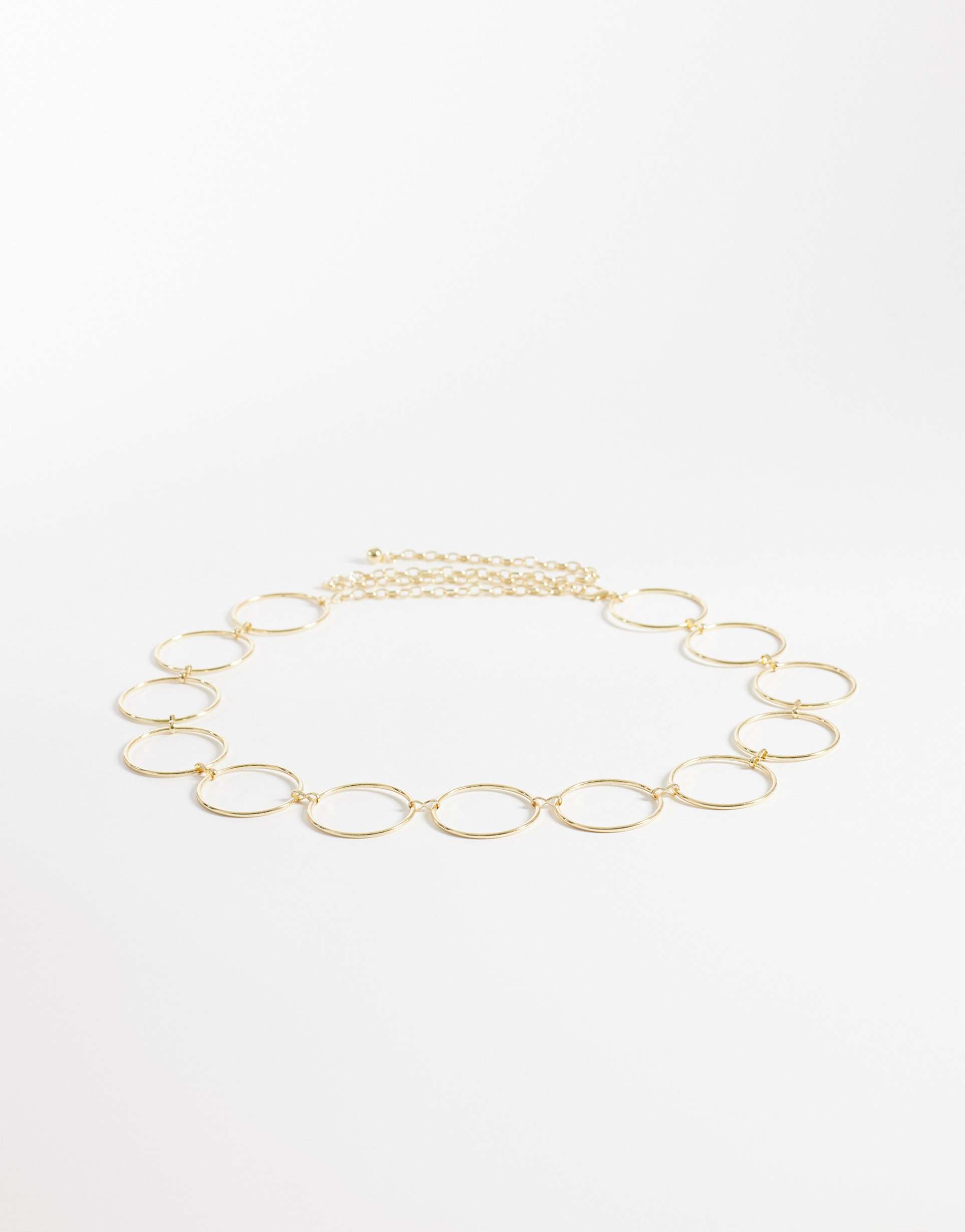 my accessories curve large ring chain belt in gold