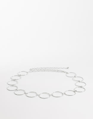 My Accessories Curve Large Ring Chain Belt In Silver