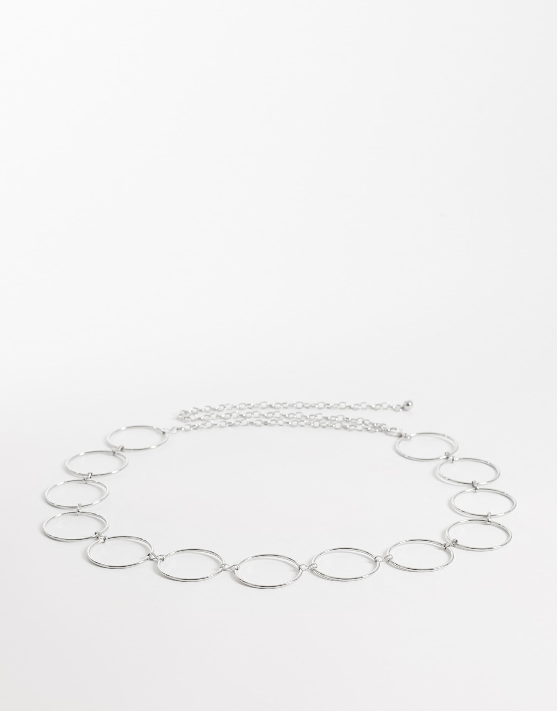 my accessories curve large ring chain belt in silver