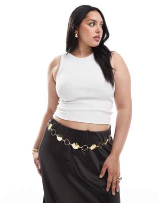 My Accessories Curve Mixed Round Chain Belt In Gold