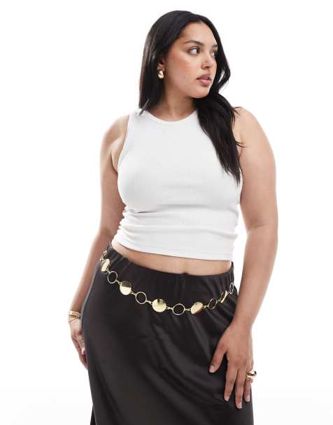My Accessories curve mixed round chain belt in gold - view 1