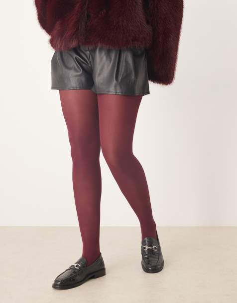 My Accessories Curve opaque tights in burgundy - view 1