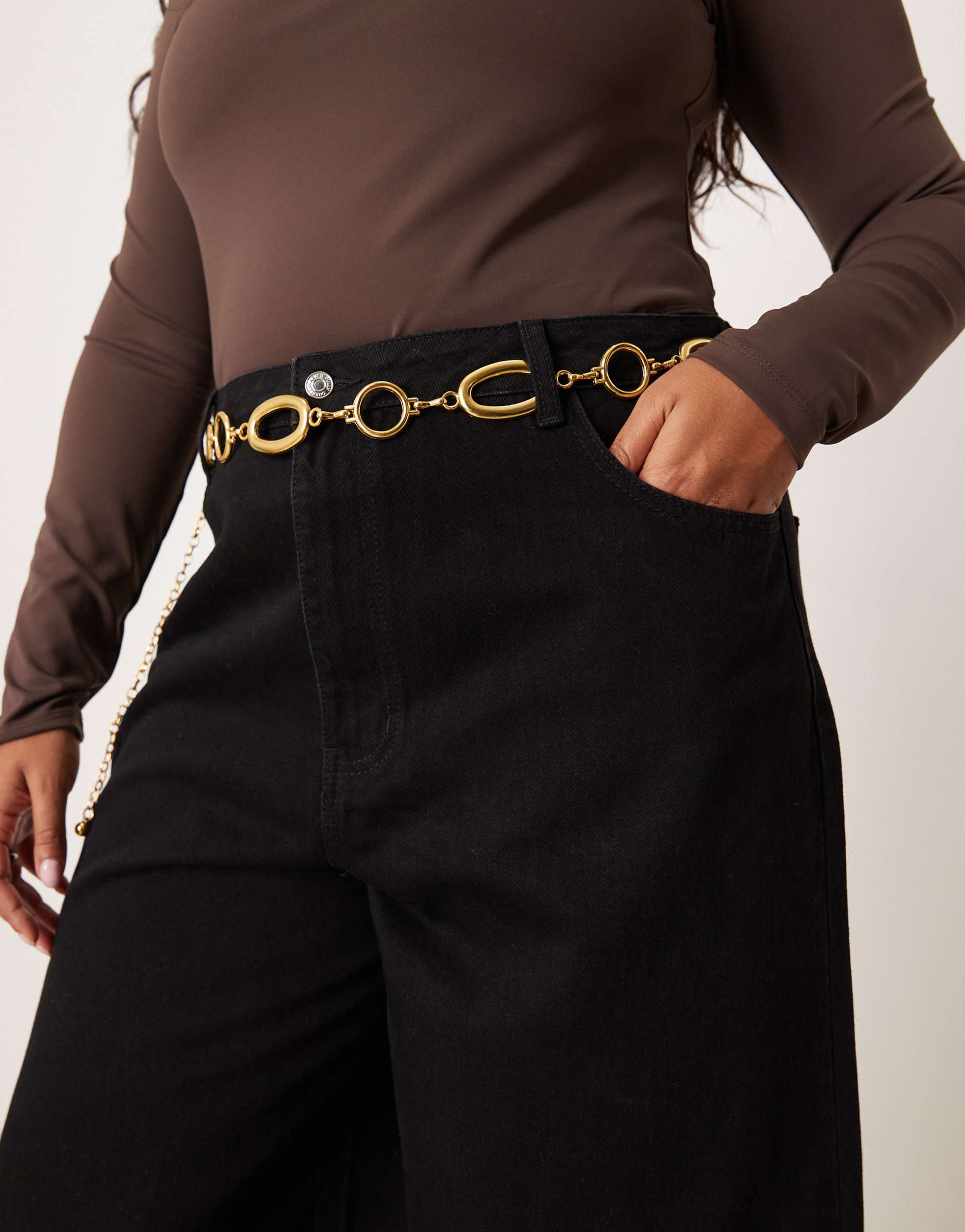 my accessories curve oval chain belt in vintage gold tone