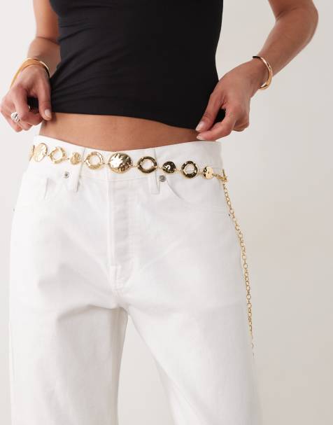 My Accessories Curve – Oversize-Gürtel in Goldoptik mit gehämmerten Kreisgliedern - view 1