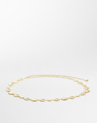 My Accessories Curve Oversized Hammered Circles Belt In Gold