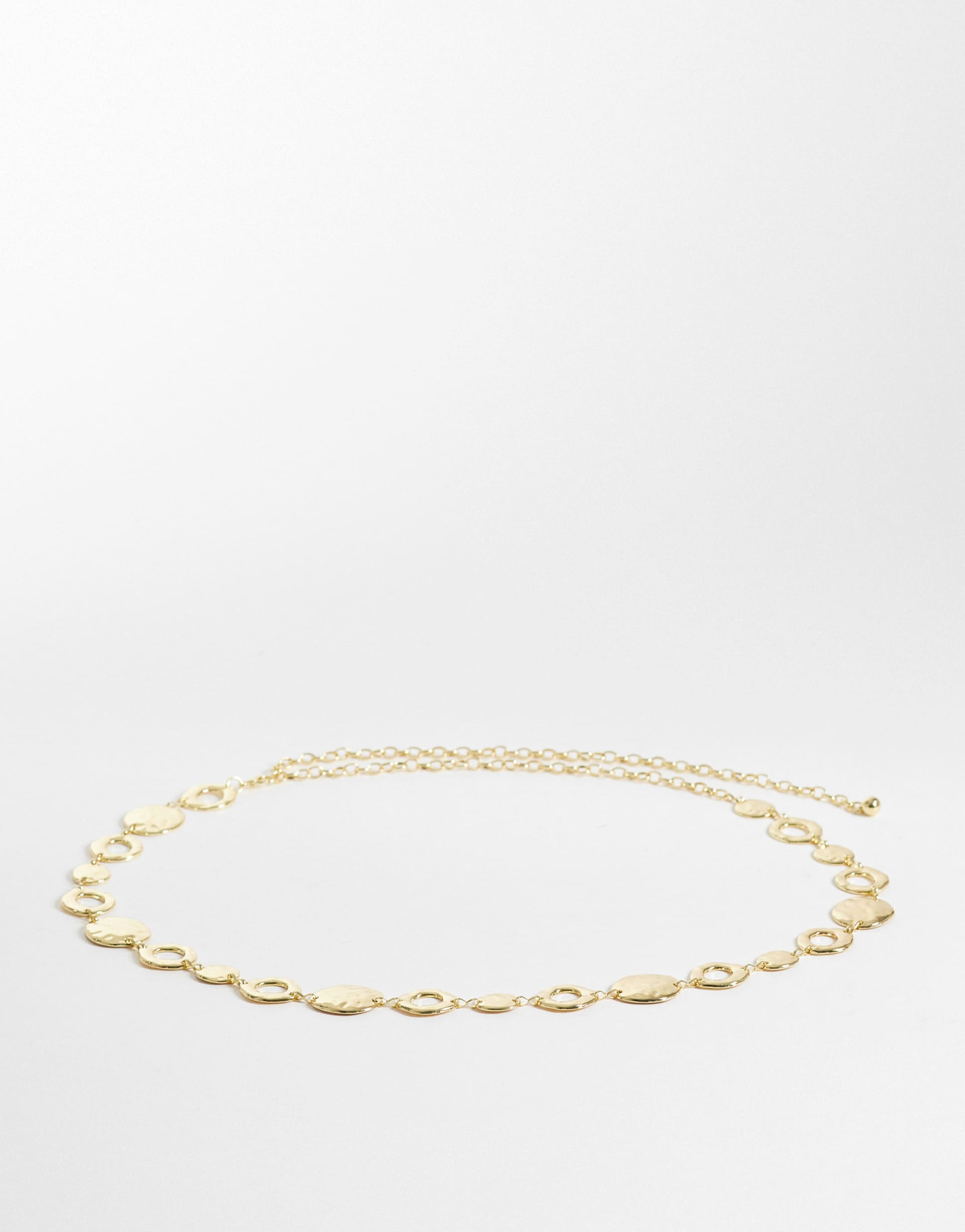 my accessories curve oversized hammered circles belt in gold tone