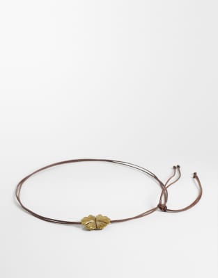 My Accessories Curve Rope Belt With Statement Flower In Brown