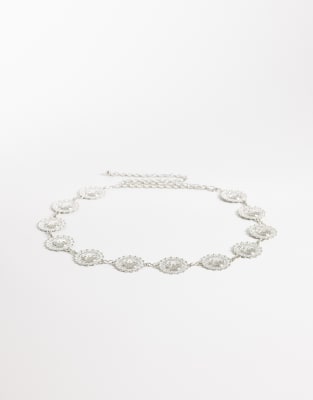 My Accessories Curve - Silberfarbener Kettengürtel mit großen Münzgliedern