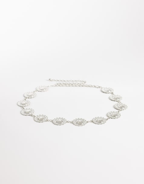 My Accessories Curve – Silberfarbener Kettengürtel mit großen Münzgliedern - view 1