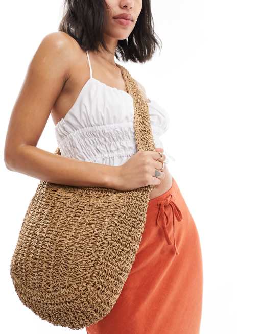 My Accessories Curve – Vävd axelväska i raffia
