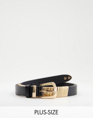 My Accessories Curve waist and blazer belt in black with gold links