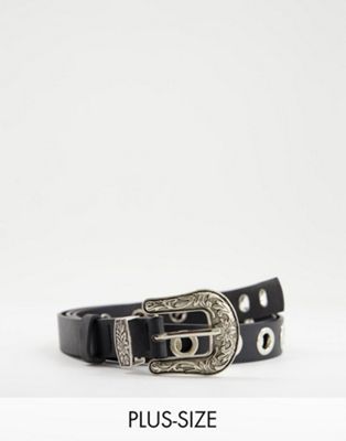 My Accessories Curve western eyelet belt with silver hardware