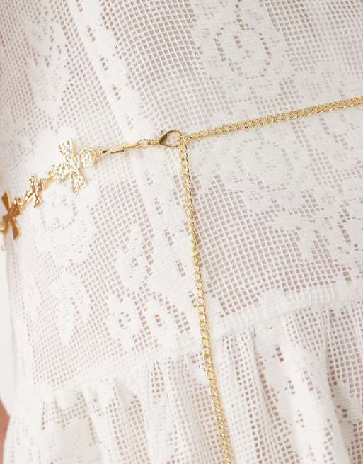 My Accessories Curves – Guldfärgat kedjeskärp med kors , 4 av 4
