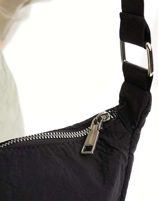 My Accessories – Czarna nylonowa torebka crossbody, 3 z 4