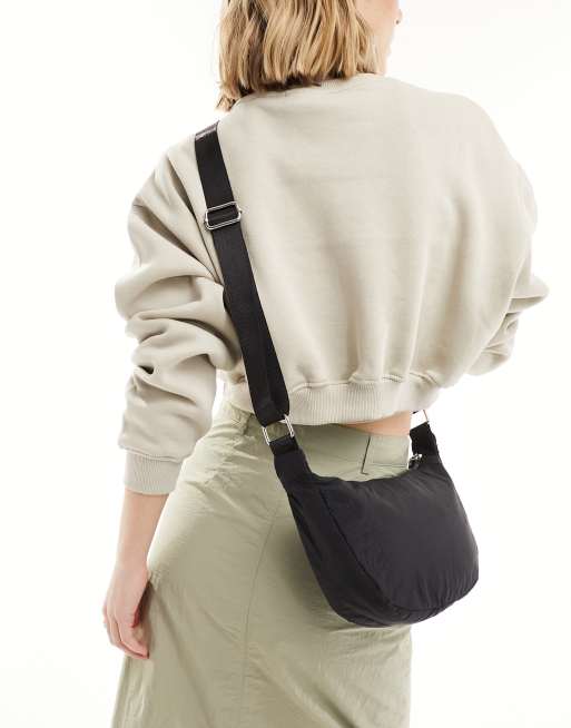 My Accessories – Czarna nylonowa torebka crossbody, 4 z 4