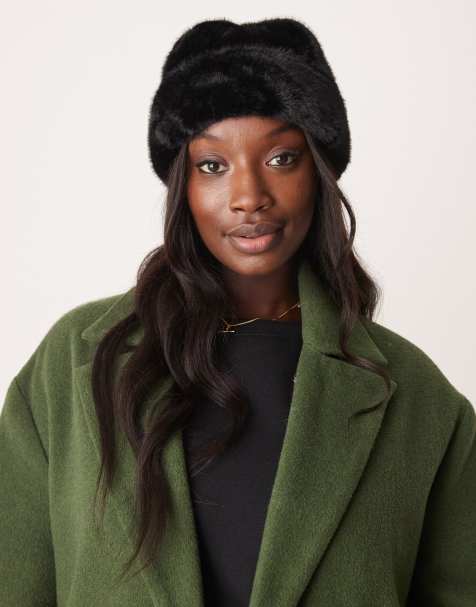 My Accessories – Czarna wywijana czapka beanie ze sztucznego futra - view 1