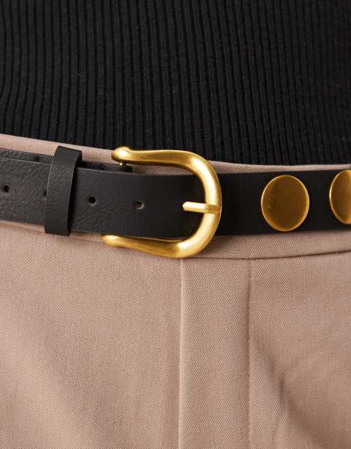 My Accessories – Czarno-złoty wąski pasek z ćwiekami, 2 z 3