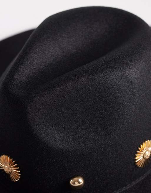 My Accessories – Czarny kapelusz fedora ze złotymi ćwiekami, 2 z 3
