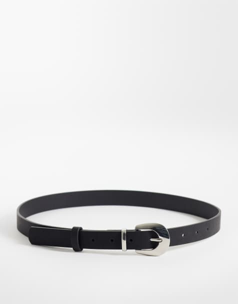My Accessories – Czarny, wąski pasek w stylu kowbojskim - view 1