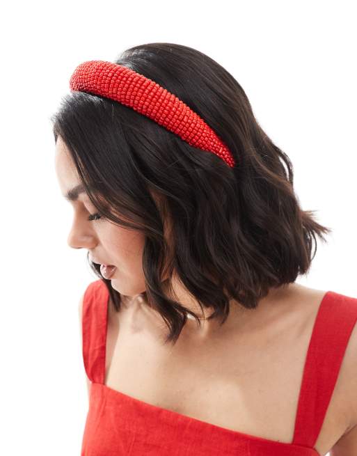 My Accessories – Czerwona opaska na głowę z koralików