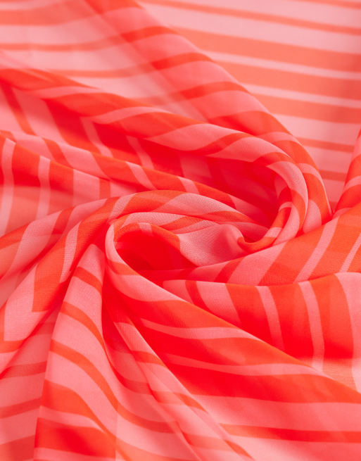 My Accessories – Czerwono-różowa szyfonowa bandana w paski, 2 z 3
