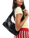 [My Accessories] My Accessories distressed tapered shoulder bag with buckle in black No Size BLACK