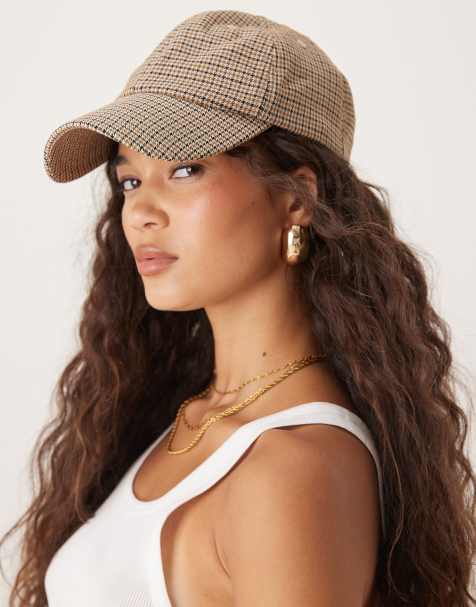 My Accessories dog tooth print baseball cap in brown - view 1