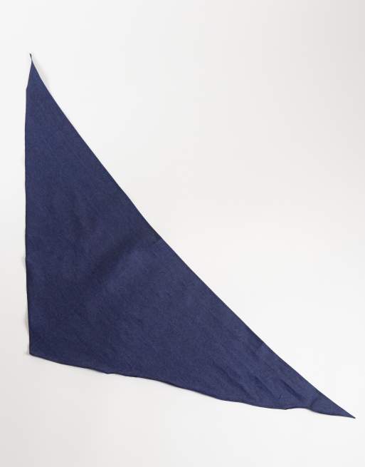 My Accessories driehoekige bandana halsdoek in indigo denim, 3 van 3