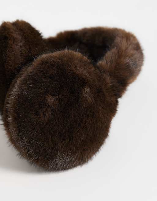 My Accessories ear muffs in in chocolate brown faux fur, 2 of 3