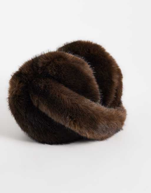 My Accessories ear muffs in in chocolate brown faux fur, 3 of 3