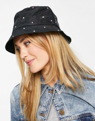 My Accessories embellished satin bucket hat in black - ASOS Price Checker