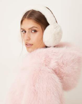 My Accessories My Accessories faux fur ear muffs in cream-White