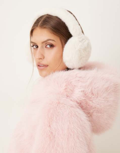 My Accessories faux fur ear muffs in cream - view 1